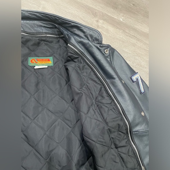 🌿 SOLD 🌿 Vintage 100% Genuine Leather Men’s Vasity/Bomber Jacket size XL - Picture 6 of 9